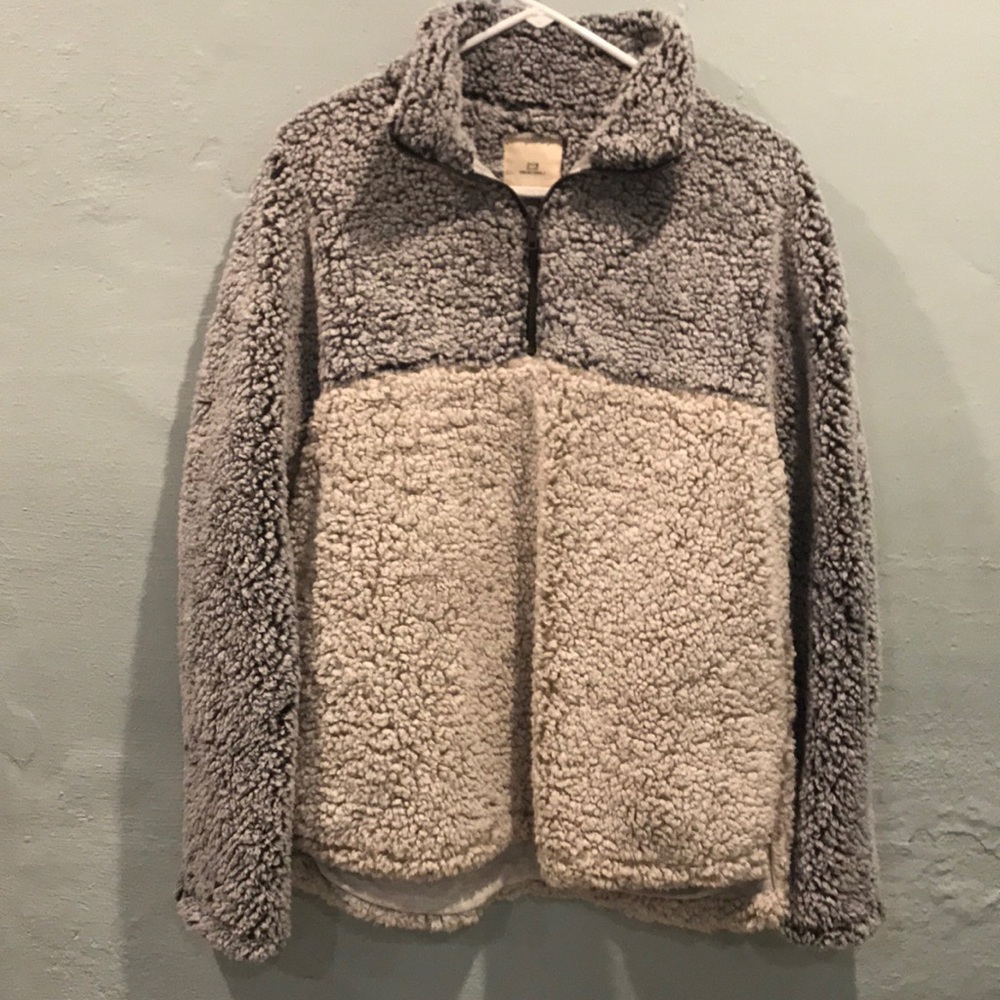 Color blocked sherpa 3/4 zip